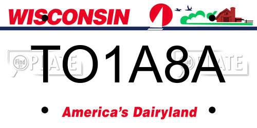 TO1A8A Wisconsin License Plate