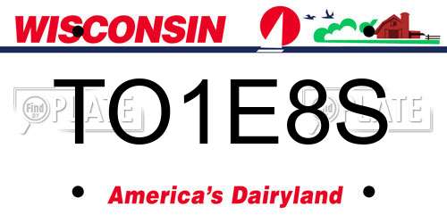 TO1E8S Wisconsin License Plate