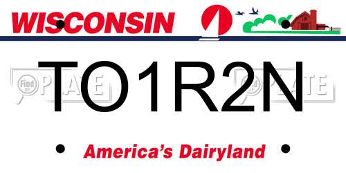 TO1R2N Wisconsin License Plate