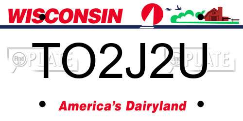 TO2J2U Wisconsin License Plate