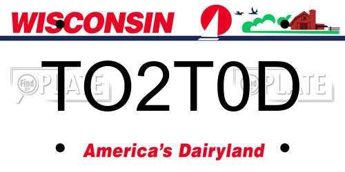 TO2T0D Wisconsin License Plate
