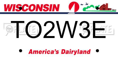 TO2W3E Wisconsin License Plate