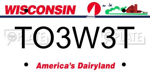 TO3W3T Wisconsin License Plate