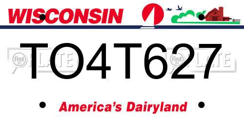 TO4T627 Wisconsin License Plate
