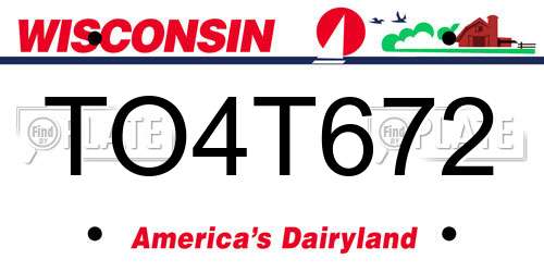 TO4T672 Wisconsin License Plate