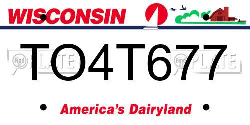 TO4T677 Wisconsin License Plate
