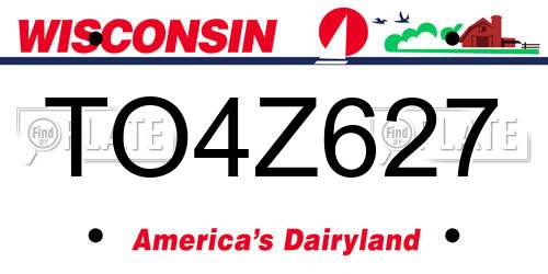 TO4Z627 Wisconsin License Plate