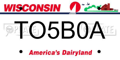 TO5B0A Wisconsin License Plate