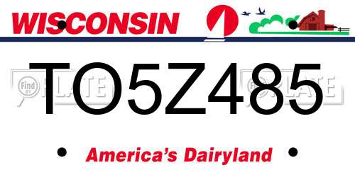 TO5Z485 Wisconsin License Plate