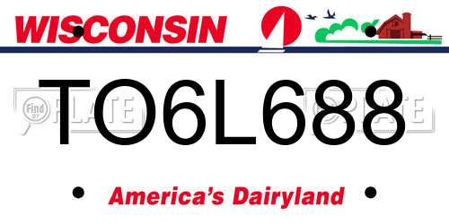 TO6L688 Wisconsin License Plate