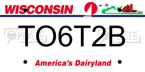 TO6T2B Wisconsin License Plate