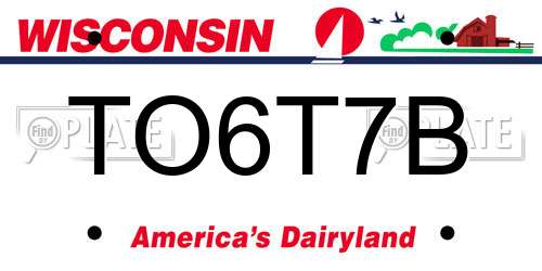 TO6T7B Wisconsin License Plate
