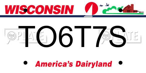 TO6T7S Wisconsin License Plate