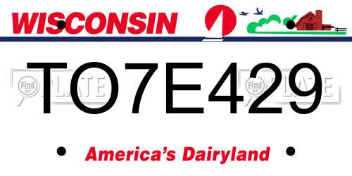 TO7E429 Wisconsin License Plate