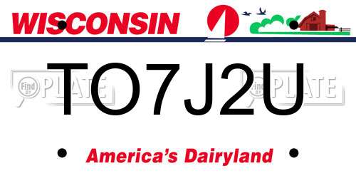 TO7J2U Wisconsin License Plate