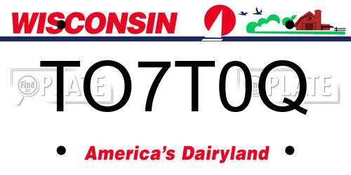 TO7T0Q Wisconsin License Plate