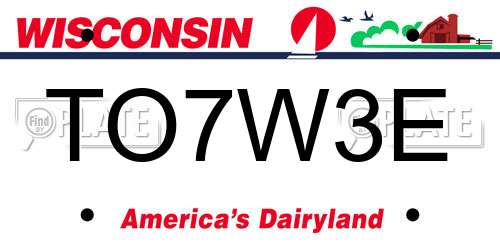TO7W3E Wisconsin License Plate