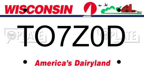 TO7Z0D Wisconsin License Plate