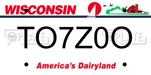 TO7Z0O Wisconsin License Plate