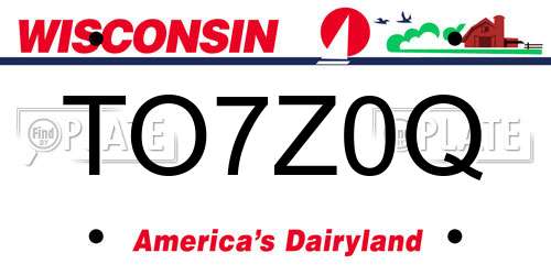 TO7Z0Q Wisconsin License Plate