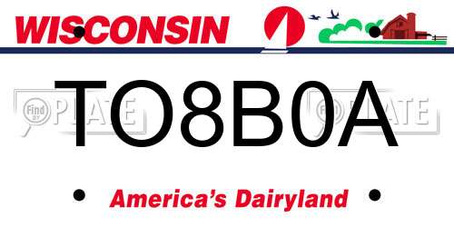 TO8B0A Wisconsin License Plate
