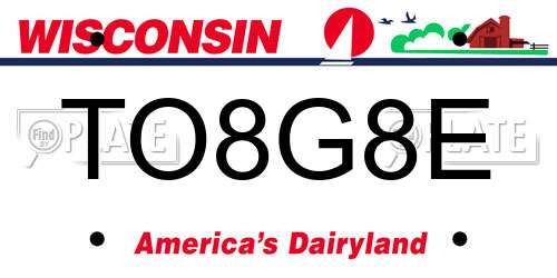 TO8G8E Wisconsin License Plate