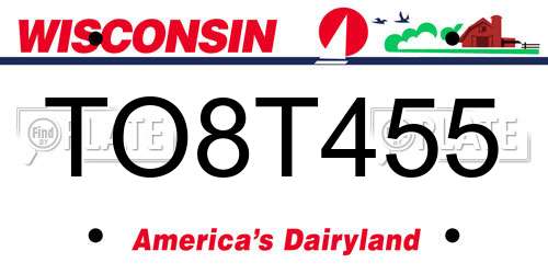 TO8T455 Wisconsin License Plate