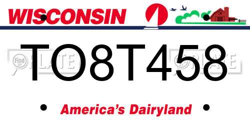 TO8T458 Wisconsin License Plate