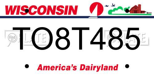 TO8T485 Wisconsin License Plate