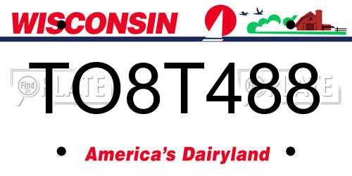 TO8T488 Wisconsin License Plate