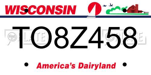TO8Z458 Wisconsin License Plate