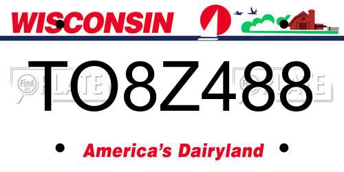 TO8Z488 Wisconsin License Plate