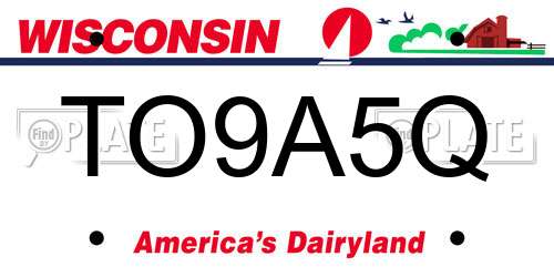 TO9A5Q Wisconsin License Plate