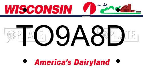 TO9A8D Wisconsin License Plate