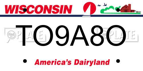 TO9A8O Wisconsin License Plate