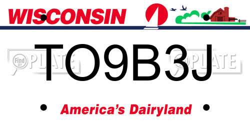 TO9B3J Wisconsin License Plate