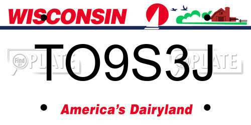 TO9S3J Wisconsin License Plate