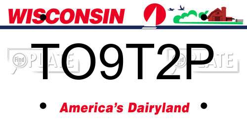 TO9T2P Wisconsin License Plate