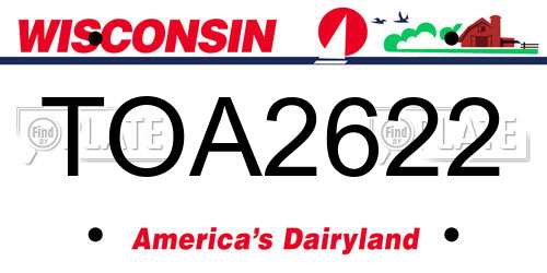 TOA2622 Wisconsin License Plate