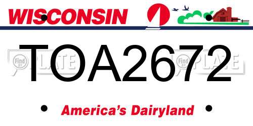 TOA2672 Wisconsin License Plate