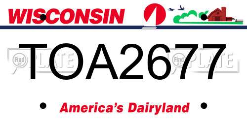 TOA2677 Wisconsin License Plate