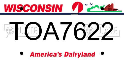 TOA7622 Wisconsin License Plate