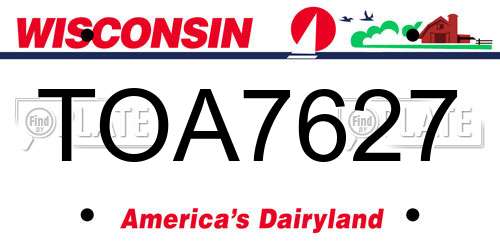 TOA7627 Wisconsin License Plate