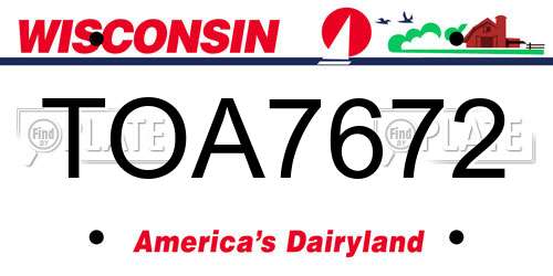 TOA7672 Wisconsin License Plate