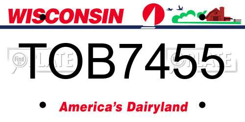 TOB7455 Wisconsin License Plate