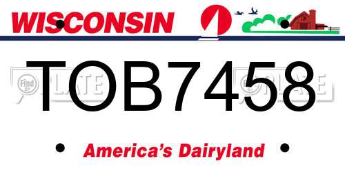 TOB7458 Wisconsin License Plate