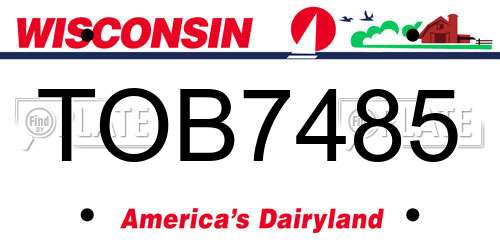 TOB7485 Wisconsin License Plate