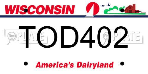 TOD402 Wisconsin License Plate