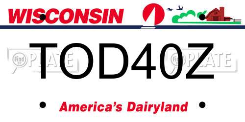 TOD40Z Wisconsin License Plate