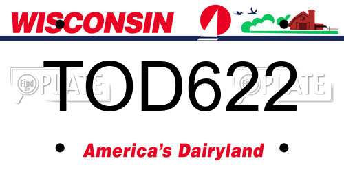 TOD622 Wisconsin License Plate